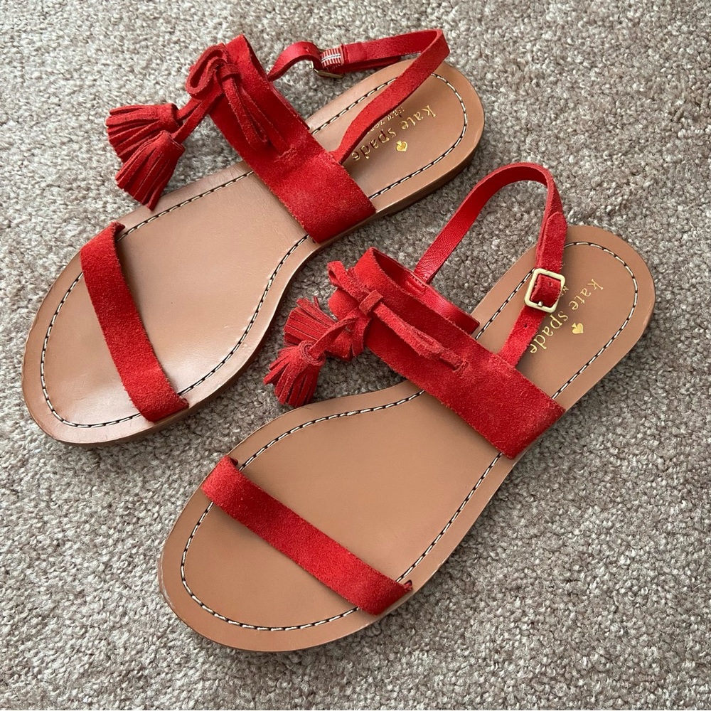 KATE SPADE Carlita Cherry Red Suede Sandals